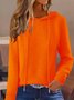 Damen Unifarben Langarm Bequem Retro Pullover