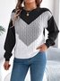Damen Baumwolle Geometrisch Langarm Bequem Lässig Pullover
