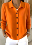 Damen Baumwolle Unifarben Langarm Bequem Lässig Strickjacke