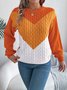 Damen Baumwolle Geometrisch Langarm Bequem Lässig Pullover