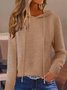 Damen Unifarben Langarm Bequem Retro Pullover