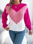 Damen Baumwolle Geometrisch Langarm Bequem Lässig Pullover