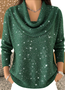 Damen Baumwolle Unifarben Langarm Bequem Lässig Pullover