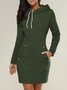 Damen Unifarben Frühling/Herbst Nahtverarbeitung Kleid Kapuze Langarm Tanktop A-Linien-Kleid