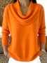 Damen Baumwolle Unifarben Langarm Bequem Lässig Pullover