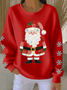 Lässig Rundhals Weihnachtsmann Sweatshirt Print