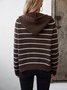 Damen Baumwolle Gestreift Langarm Bequem Lässig Strickjacke
