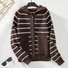 Damen Baumwolle Gestreift Langarm Bequem Lässig Strickjacke