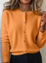 Damen Unifarben Langarm Bequem Retro Strickjacke