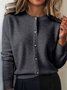 Damen Unifarben Langarm Bequem Retro Strickjacke