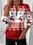 Lässig Rundhals Weihnachten Sweatshirt Print