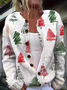 Damen Weihnachten Langarm Bequem Retro Print Strickjacke