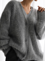 Damen Frühling/Herbst Oberbekleidung Retro Nahtverarbeitung Unifarben Langarm V-Ausschnitt Jacke