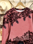 Lässig Rundhals Geblümt Sweatshirt Print