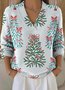 Damen Weihnachtsmann Langarm Bequem Retro Pullover