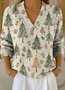 Damen Weihnachten Langarm Bequem Retro Pullover