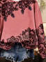Lässig Rundhals Geblümt Sweatshirt Print