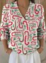 Damen Weihnachten Langarm Bequem Retro Pullover