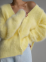 Damen Frühling/Herbst Oberbekleidung Retro Nahtverarbeitung Unifarben Langarm V-Ausschnitt Jacke