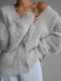 Damen Frühling/Herbst Oberbekleidung Retro Nahtverarbeitung Unifarben Langarm V-Ausschnitt Jacke