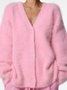 Damen Frühling/Herbst Oberbekleidung Retro Nahtverarbeitung Unifarben Langarm V-Ausschnitt Jacke