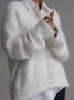 Damen Frühling/Herbst Oberbekleidung Retro Nahtverarbeitung Unifarben Langarm V-Ausschnitt Jacke