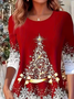 Lässig Weihnachten Rundhals Langarm T-Shirt