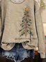 Lässig Rundhals Weihnachten Sweatshirt Print