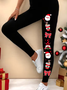 Damen Weihnachten Lässig Alle Jahreszeiten Print Lang Leggings