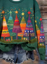 Lässig Rundhals Weihnachten Sweatshirt Print