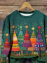 Lässig Rundhals Weihnachten Sweatshirt Print