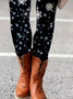 Damen Weihnachten Lässig Alle Jahreszeiten Print Lang Leggings