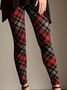 Damen Kariert Lässig Alle Jahreszeiten Print Lang Leggings
