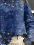 Damen Weihnachten Langarm Bequem Retro Print Pullover