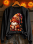 Lässig Rundhals Ahornblatt Sweatshirt Print