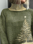 Damen Weihnachten Langarm Bequem Retro Print Pullover