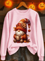 Lässig Rundhals Ahornblatt Sweatshirt Print