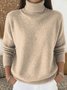 Damen Unifarben Langarm Bequem Retro Pullover