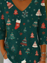 Retro Weihnachten V-Ausschnitt Dreiviertelärmel T-Shirt
