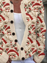 Damen Weihnachtsmann Langarm Bequem Retro Print Strickjacke