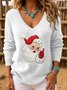 Weit Einfach V-Ausschnitt Weihnachten Stricken Oberteile Pullover