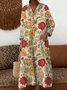 Damen Geometrisch Frühling/Herbst Kleid V-Ausschnitt Langarm A-Linien-Kleid
