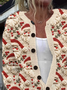 Damen Weihnachtsmann Langarm Bequem Retro Print Strickjacke