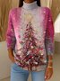 Damen Weihnachten Langarm Bequem Retro Pullover