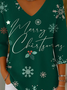 Retro Weihnachten V-Ausschnitt Dreiviertelärmel T-Shirt