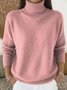 Damen Unifarben Langarm Bequem Retro Pullover