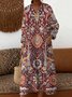 Damen Geometrisch Frühling/Herbst Kleid V-Ausschnitt Langarm A-Linien-Kleid