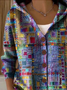 Damen Abstrakt Langarm Bequem Lässig Print Strickjacke
