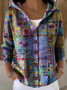 Damen Abstrakt Langarm Bequem Lässig Print Strickjacke