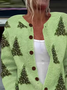 Damen Weihnachten Langarm Bequem Retro Print Strickjacke